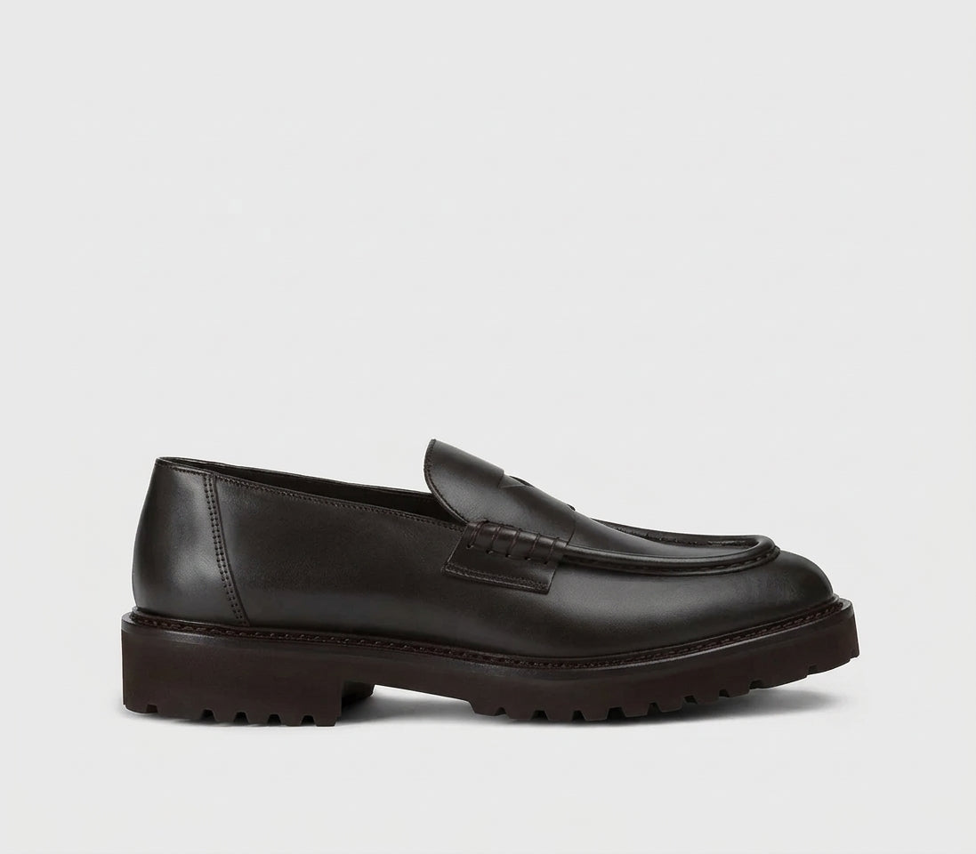 BROWN LEATHER PENNY LOAFER