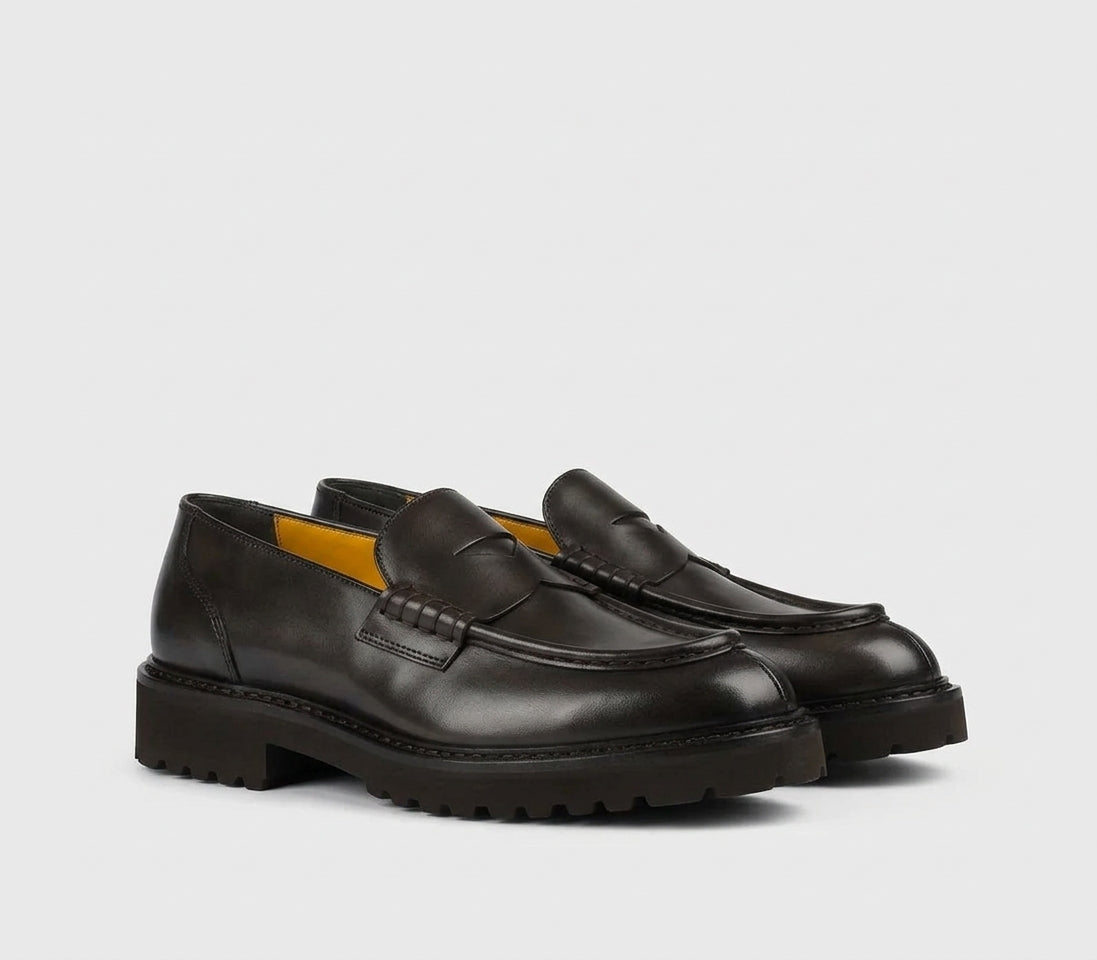 BROWN LEATHER PENNY LOAFER