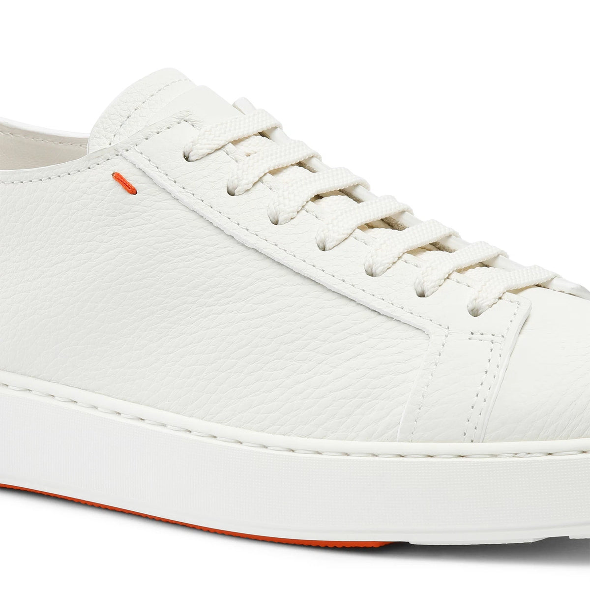 WHITE TUMBLED LEATHER SNEAKER