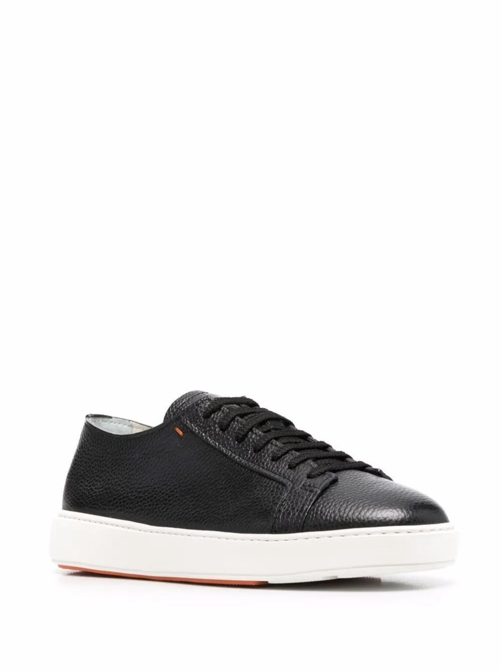 BLACK TUMBLED LEATHER SNEAKER