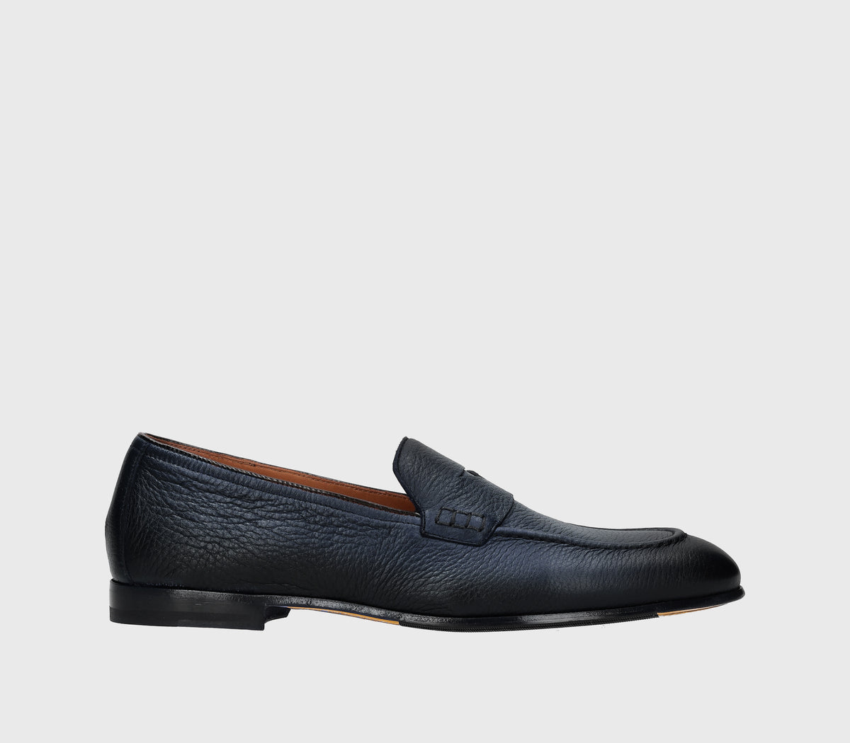 PENNY BLUE LOAFER TUMBLED LEATHER