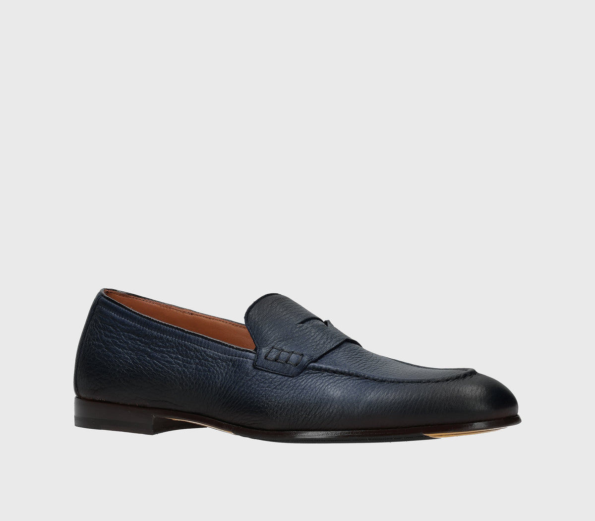 PENNY BLUE LOAFER TUMBLED LEATHER