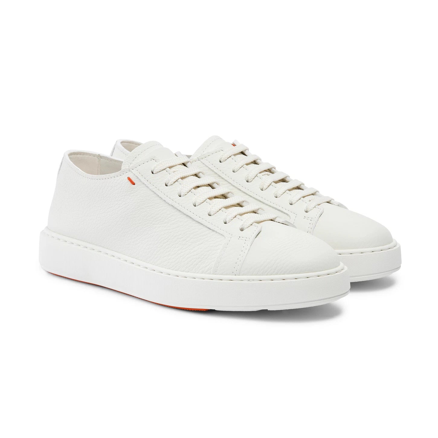 WHITE TUMBLED LEATHER SNEAKER