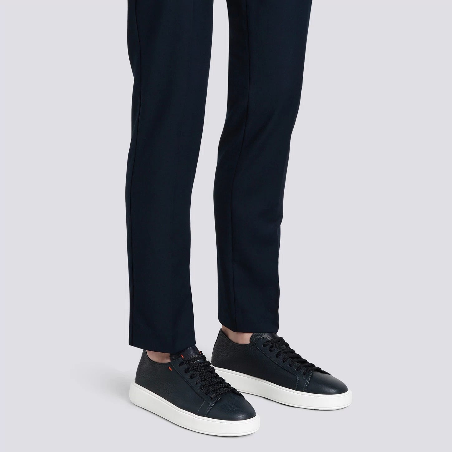 BLUE TUMBLED LEATHER SNEAKER