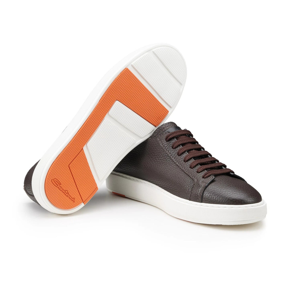 BROWN TUMBLED LEATHER SNEAKER