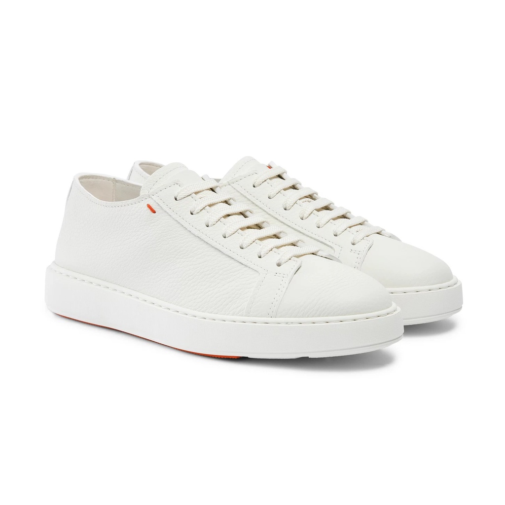 MEN'S WHITE TUMBLED LEATHER SNEAKER