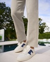 MEN’S WHITE AND BLUE LEATHER DOUBLE BUCKLE SNEAKER