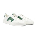 MEN’S WHITE AND GREEN LEATHER DOUBLE BUCKLE SNEAKER