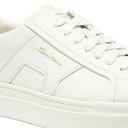 MEN’S WHITE LEATHER DOUBLE BUCKLE SNEAKER