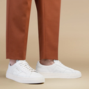 MEN’S WHITE LEATHER DOUBLE BUCKLE SNEAKER