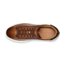 MEN'S POLISHED BROWN LEATHER PERFORATED-EFFECT SNEAKER
