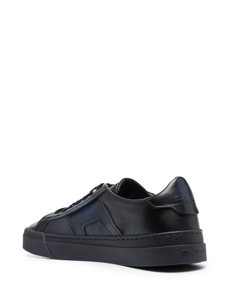 MEN’S ALL BLUE LEATHER DOUBLE BUCKLE SNEAKER