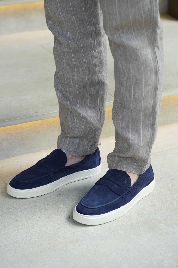 TOD'S BLUE SUEDE LOAFERS