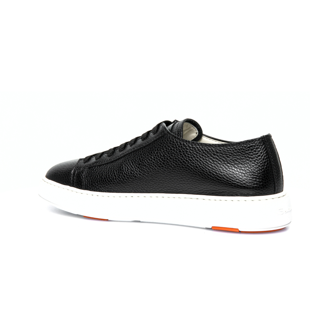 MEN'S BLACK TUMBLED LEATHER SNEAKER