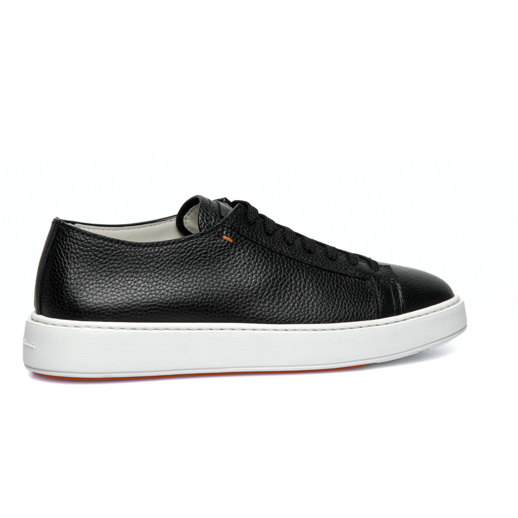 MEN'S BLACK TUMBLED LEATHER SNEAKER