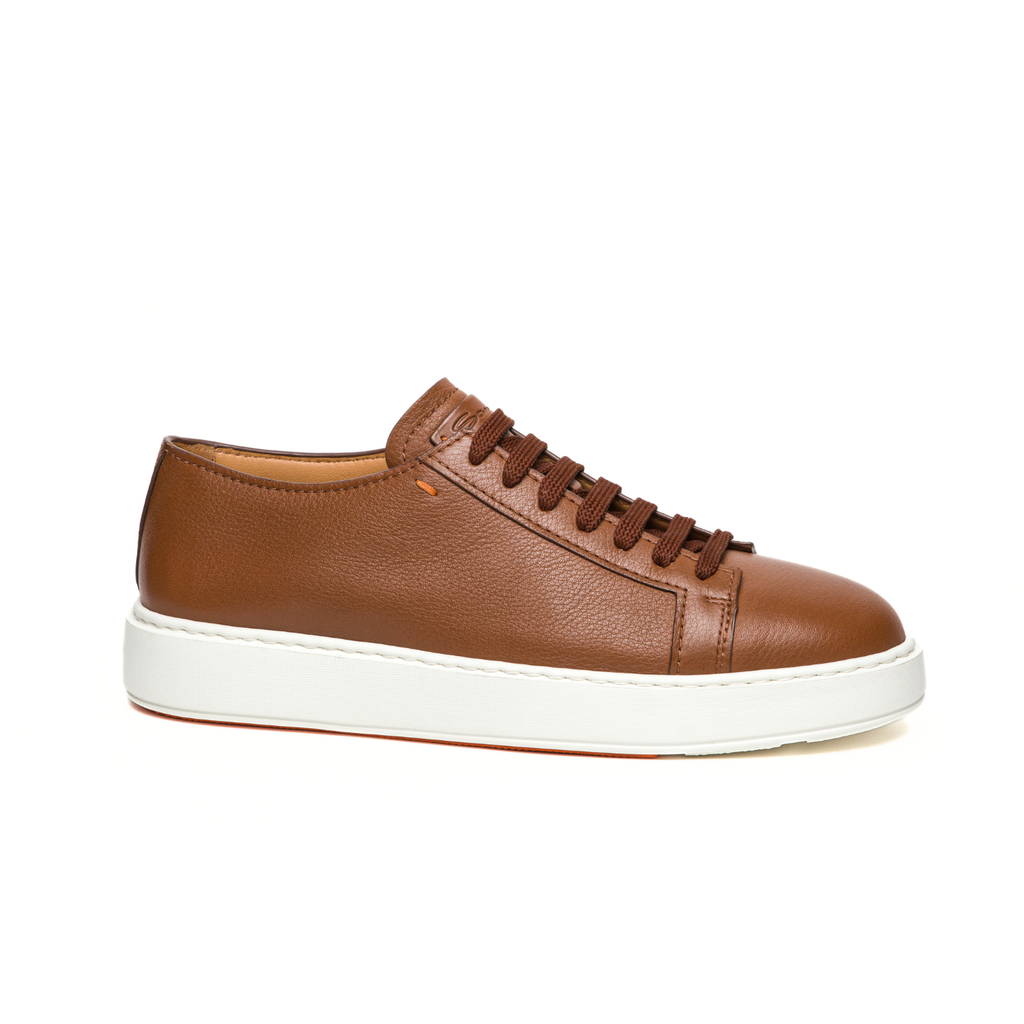 MEN'S BROWN TUMBLED LEATHER SNEAKER