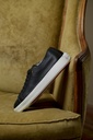 MEN'S BLACK TUMBLED LEATHER SNEAKER