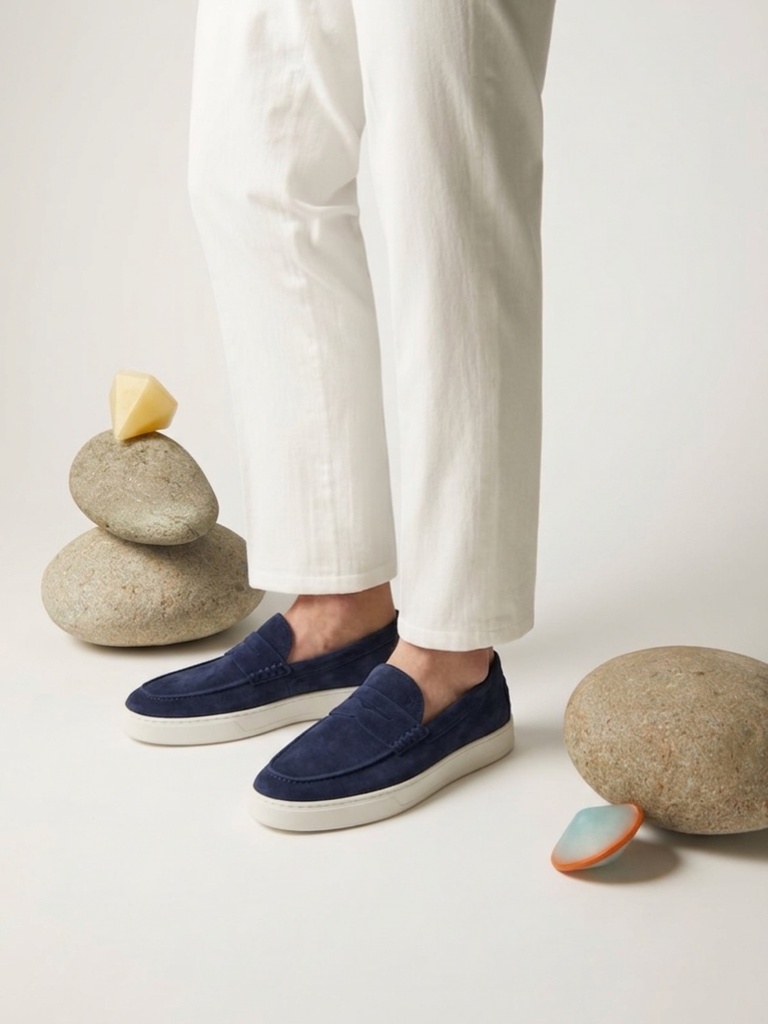 TOD'S BLUE SUEDE LOAFERS