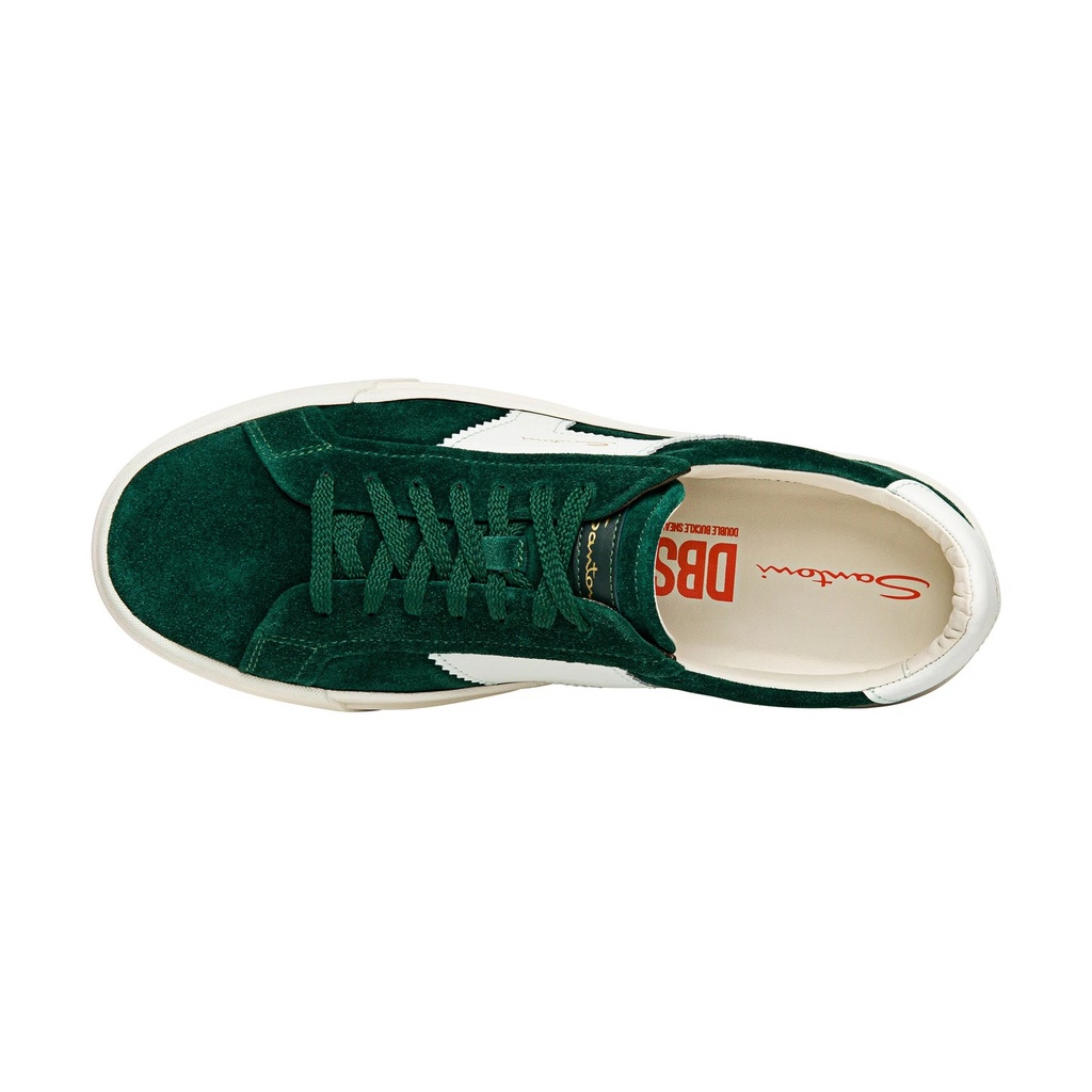MEN’S GREEN AND WHITE SUEDE AND LEATHER DOUBLE BUCKLE SNEAKER