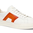 MEN’S WHITE AND ORANGE LEATHER DOUBLE BUCKLE SNEAKER