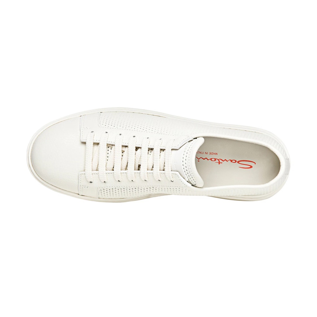 MEN'S WHITE TUMBLED LEATHER SNEAKER