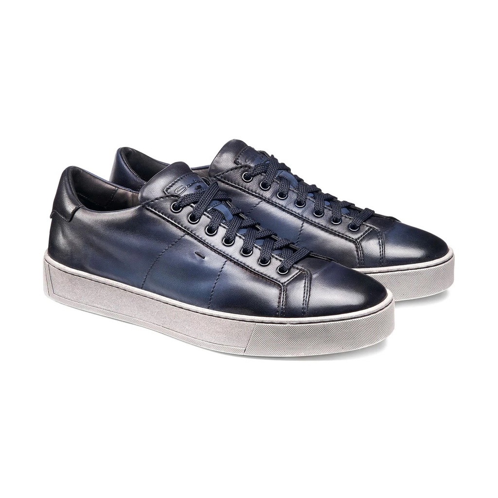 MEN'S POLISHED BLUE LEATHER SNEAKER