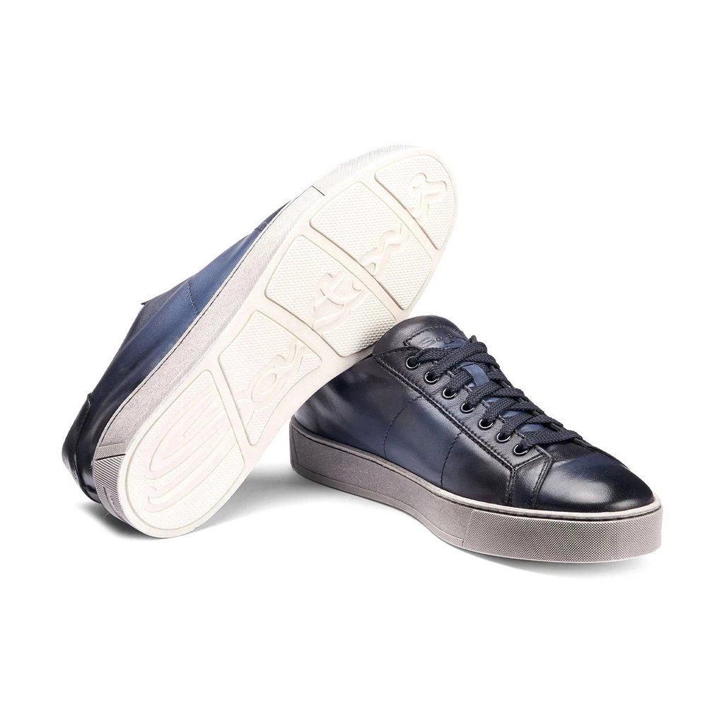 MEN'S POLISHED BLUE LEATHER SNEAKER