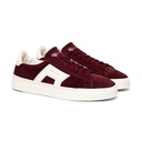 MEN’S BURGUNDY AND WHITE SUEDE AND LEATHER DOUBLE BUCKLE SNEAKER