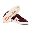 MEN’S BURGUNDY AND WHITE SUEDE AND LEATHER DOUBLE BUCKLE SNEAKER