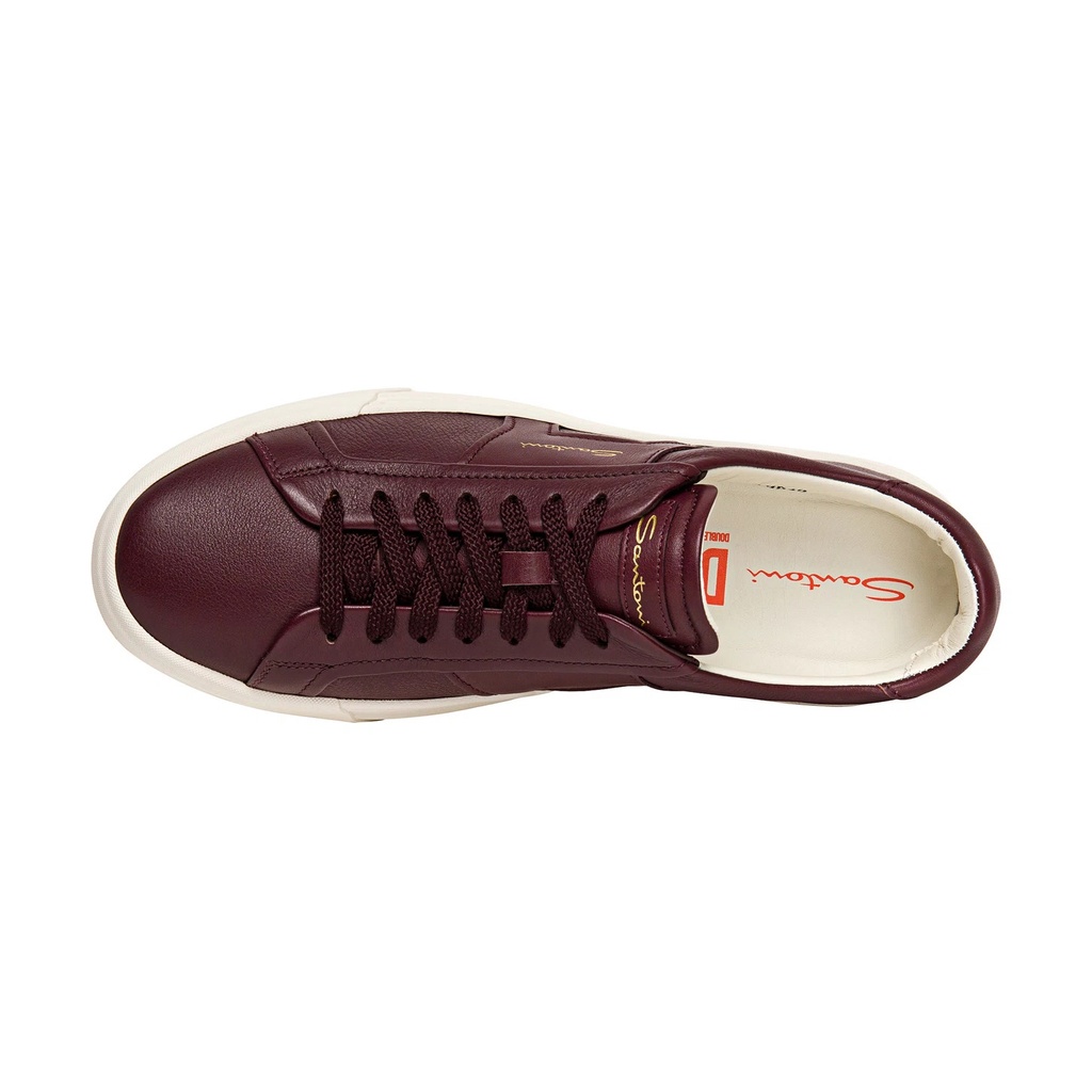 MEN’S BURGUNDY LEATHER DOUBLE BUCKLE SNEAKER