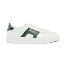 MEN’S WHITE AND GREEN LEATHER DOUBLE BUCKLE SNEAKER