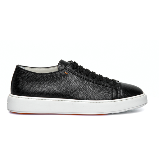 MEN'S BLACK TUMBLED LEATHER SNEAKER