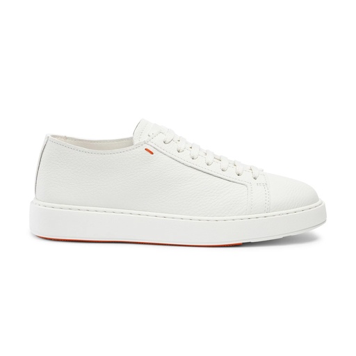 MEN'S WHITE TUMBLED LEATHER SNEAKER