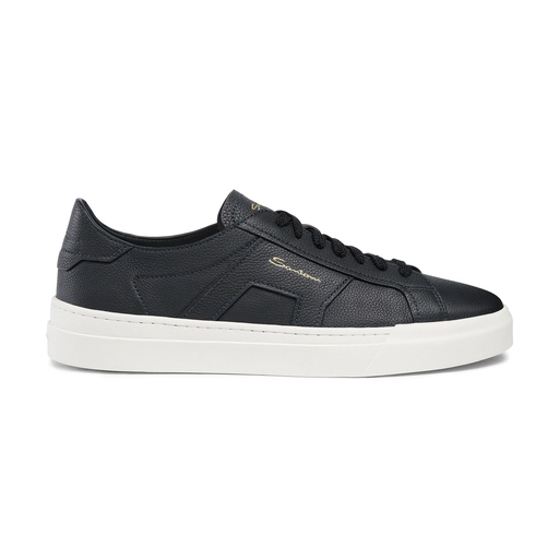 MEN'S BLUE TUMBLED LEATHER DOUBLE BUCKLE SNEAKER
