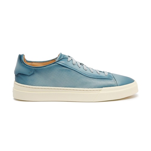 MEN'S POLISHED BLUE LEATHER PERFORATED SNEAKER
