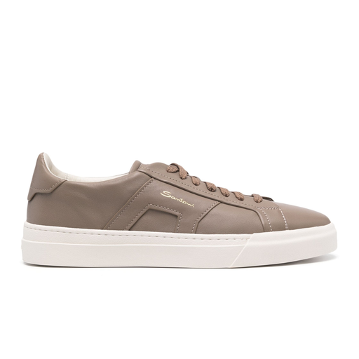 MEN’S TAUPE LEATHER DOUBLE BUCKLE SNEAKER