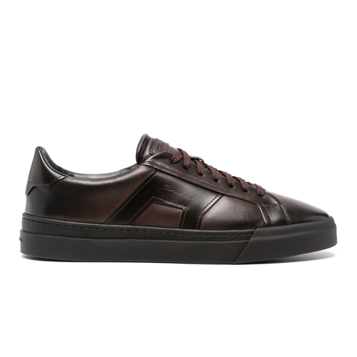 MEN’S BROWN LEATHER DOUBLE BUCKLE SNEAKER