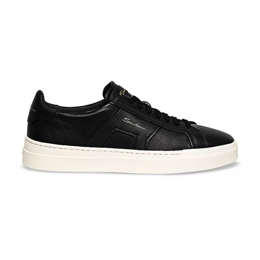 MEN’S BLACK LEATHER DOUBLE BUCKLE SNEAKER