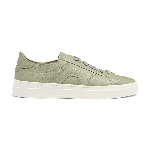 MEN'S PISTACHIO GREEN LEATHER DOUBLE BUCKLE SNEAKER