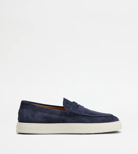TOD'S BLUE SUEDE LOAFERS