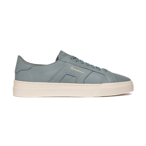 MEN'S LIGHT BLUE LEATHER DOUBLE BUCKLE SNEAKER