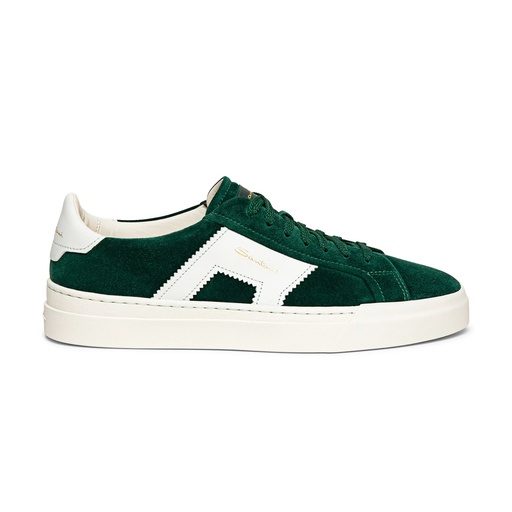 MEN’S GREEN AND WHITE SUEDE AND LEATHER DOUBLE BUCKLE SNEAKER