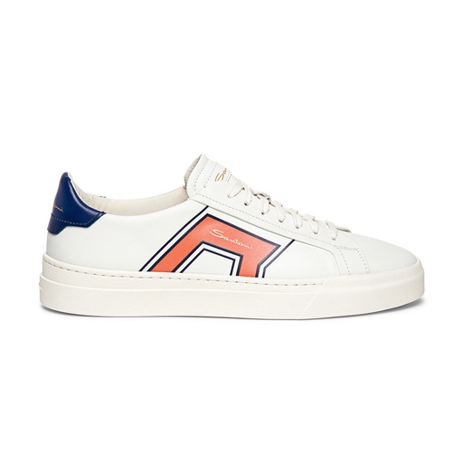 MEN’S BLUE AND ORANGE LEATHER DOUBLE-BUCKLE SNEAKER