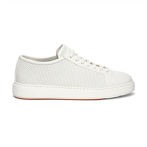 MEN'S WHITE TUMBLED LEATHER SNEAKER