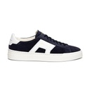 MEN’S BLUE AND WHITE SUEDE AND LEATHER DOUBLE BUCKLE SNEAKER